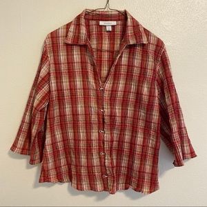 Dress barn Women's Striped Crinkly Button Shirt